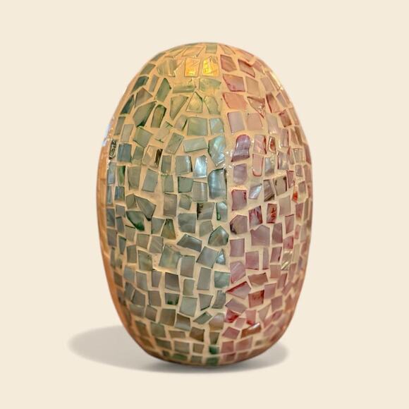 Contemporary Mosaic Egg Decorative Object – Glass Tile Home Decor Accent - Picture 2 of 10
